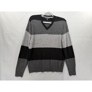 Banana Republic Sweater Mens M Black Gray Luxury Cashmere Blend Quiet Academia